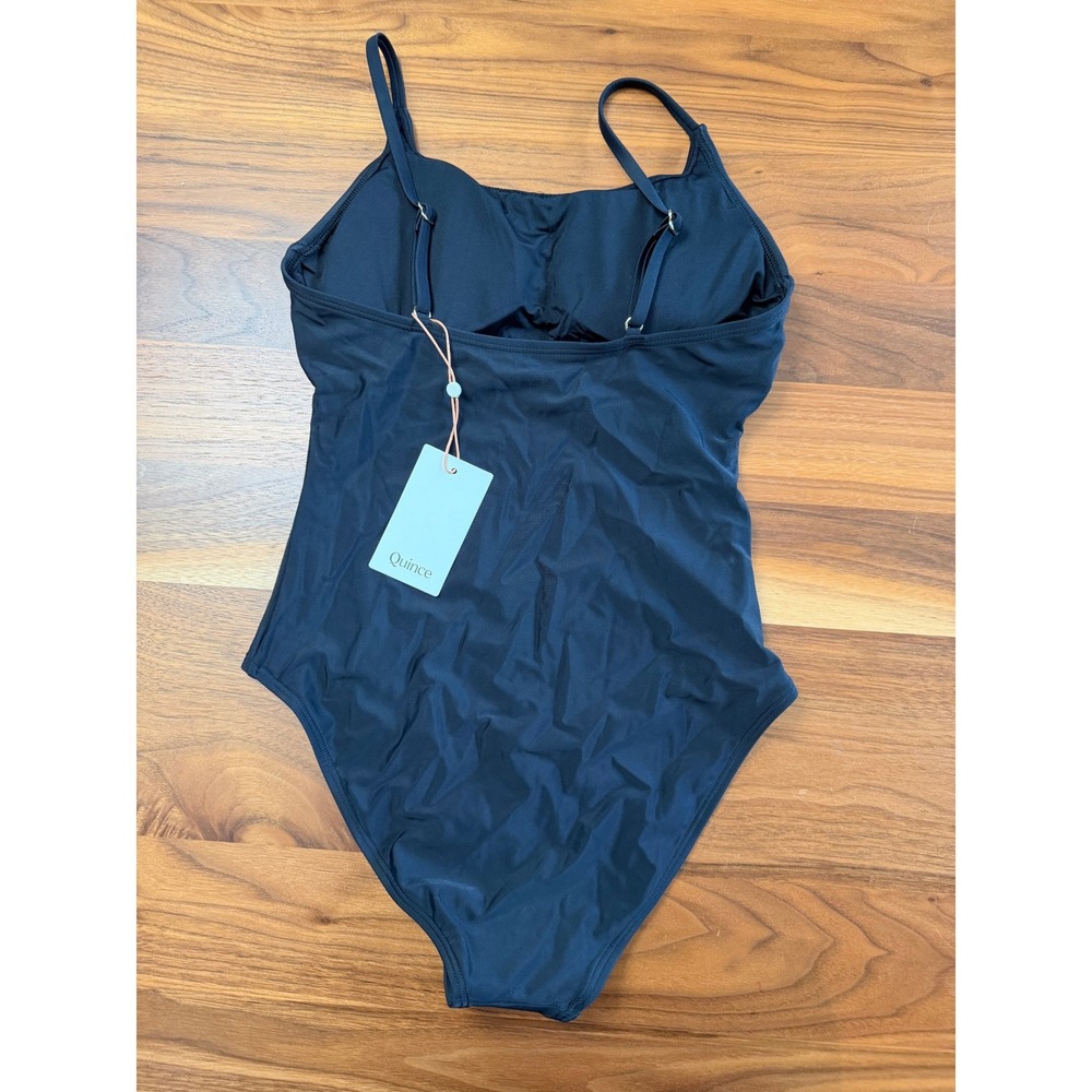 New Quince Italian Cami One-Piece Swimsuit Small Black Adjustable Straps - Picture 3 of 9